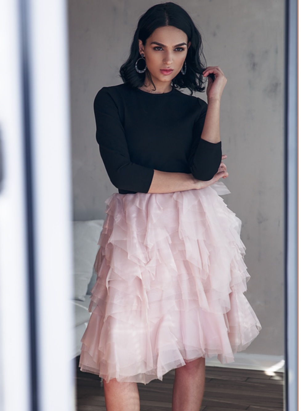 Ellie Makir Pink Ruffled Dress